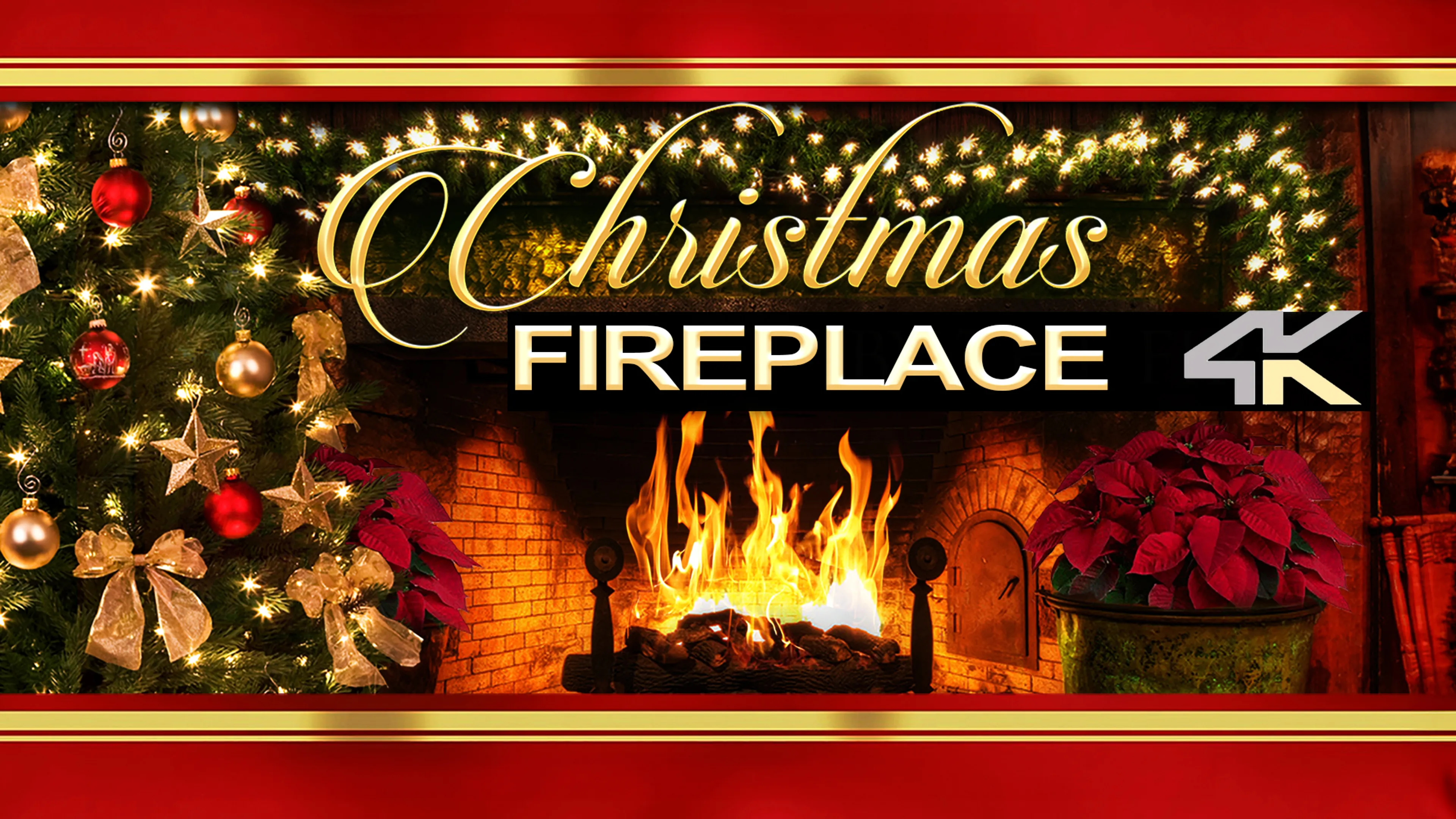 Christmas Fireplace 4k poster